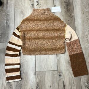 Acne Studios Stripe Patchwork  Alpaca Blend Cropped Sweater Size Medium NEW